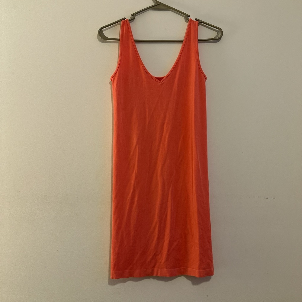 Vibrant Coral/Orange Bodycon Sleeveless Dress